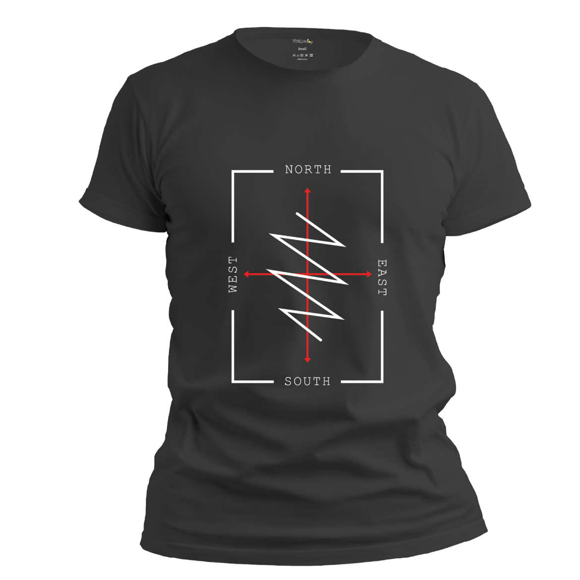 Εικόνα της T-shirt με τύπωμα "north, east, west, south" μαύρο