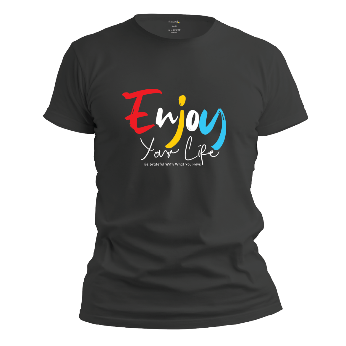 Εικόνα της T-shirt με τύπωμα "Enjoy" μαύρο