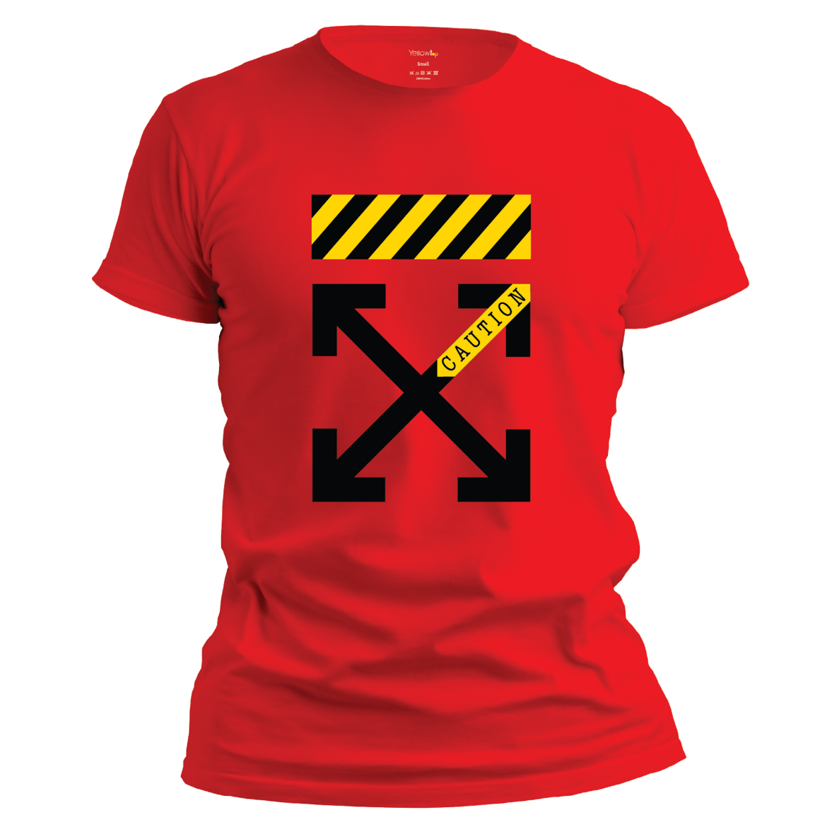 Εικόνα της T-shirt με τύπωμα "Caution" κόκκινο