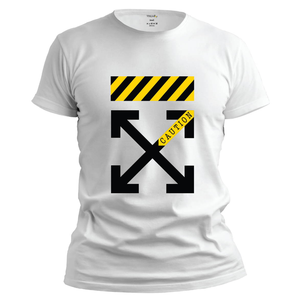 Εικόνα της T-shirt με τύπωμα "Caution" λευκό