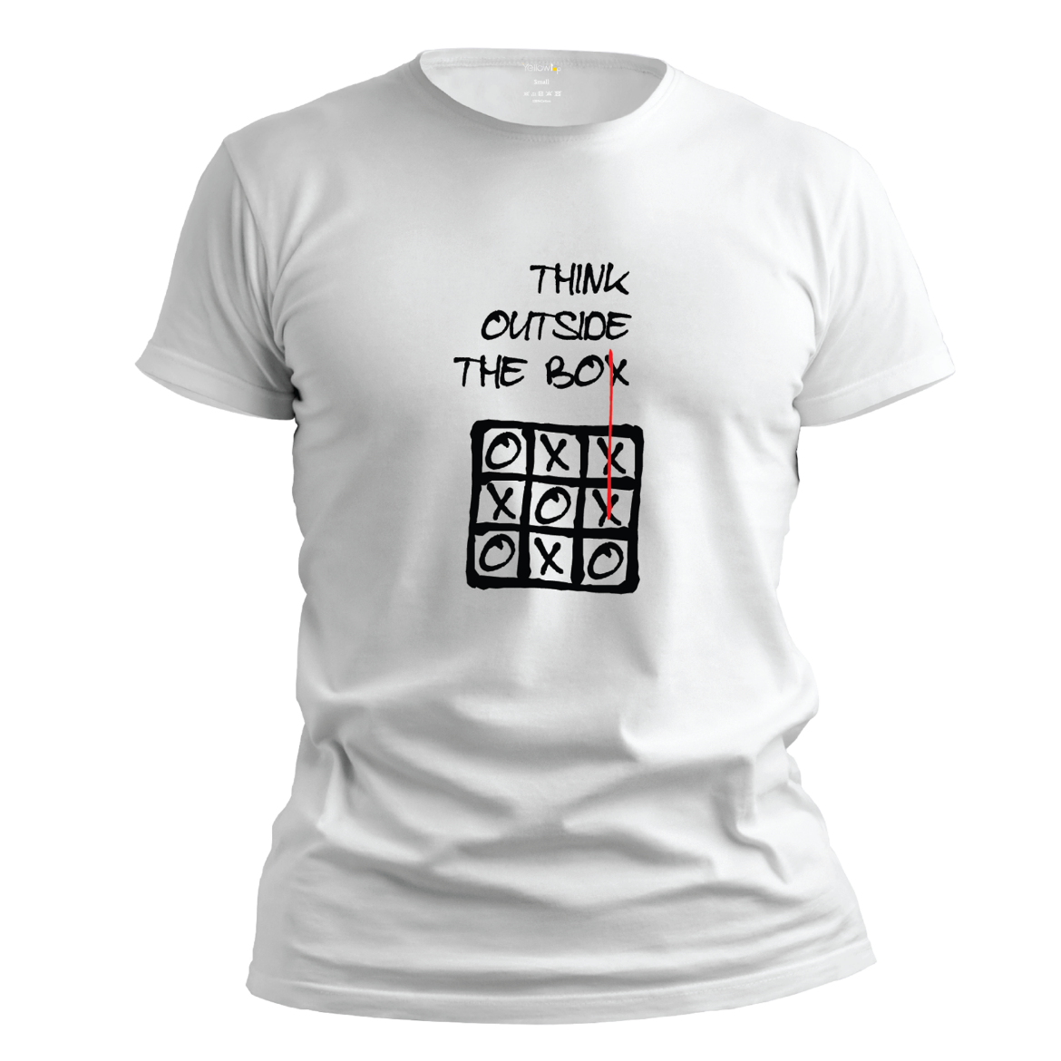 Εικόνα της T-shirt με τύπωμα "think outside the box" λευκό