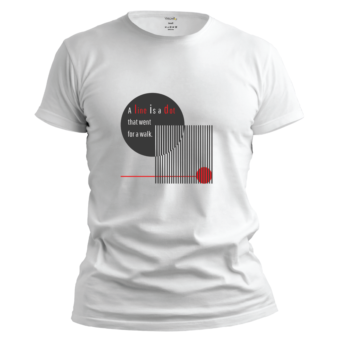 Εικόνα της T-shirt με τύπωμα "line is a dot" λευκό