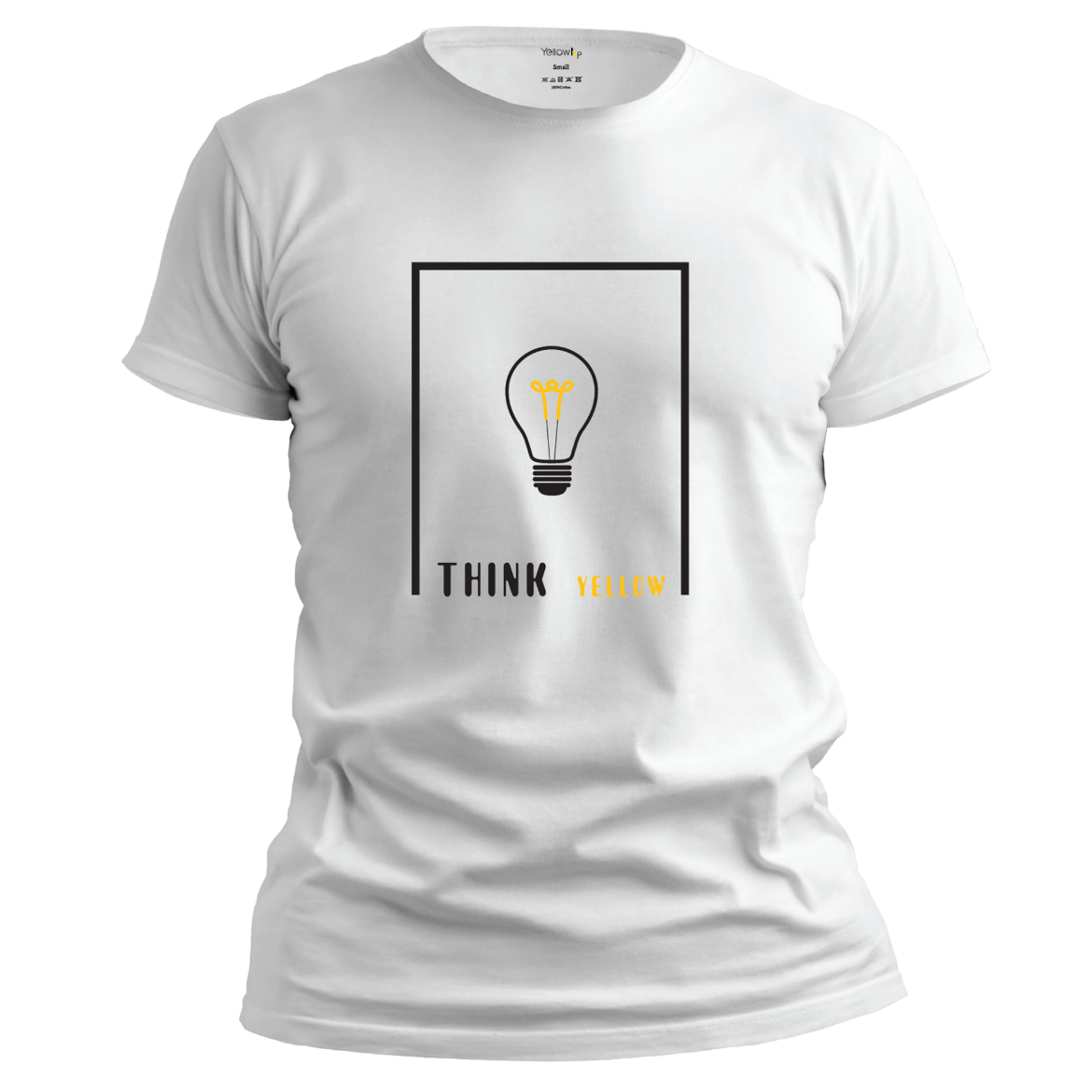 Εικόνα της T-shirt με τύπωμα "think yellow" λευκό