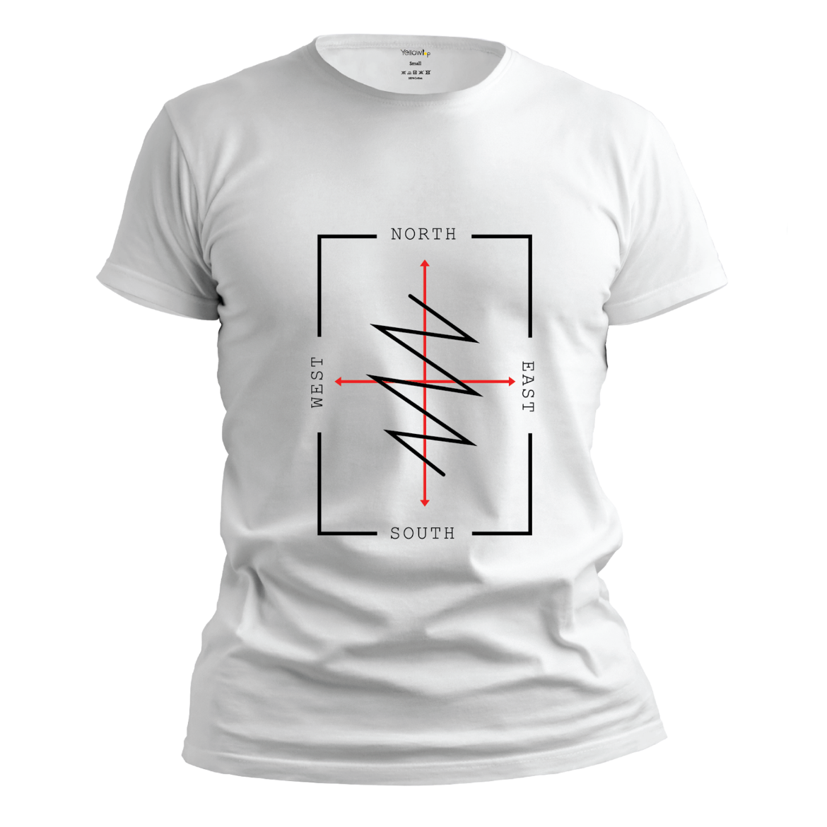 Εικόνα της T-shirt με τύπωμα "north, east, west, south" λευκό