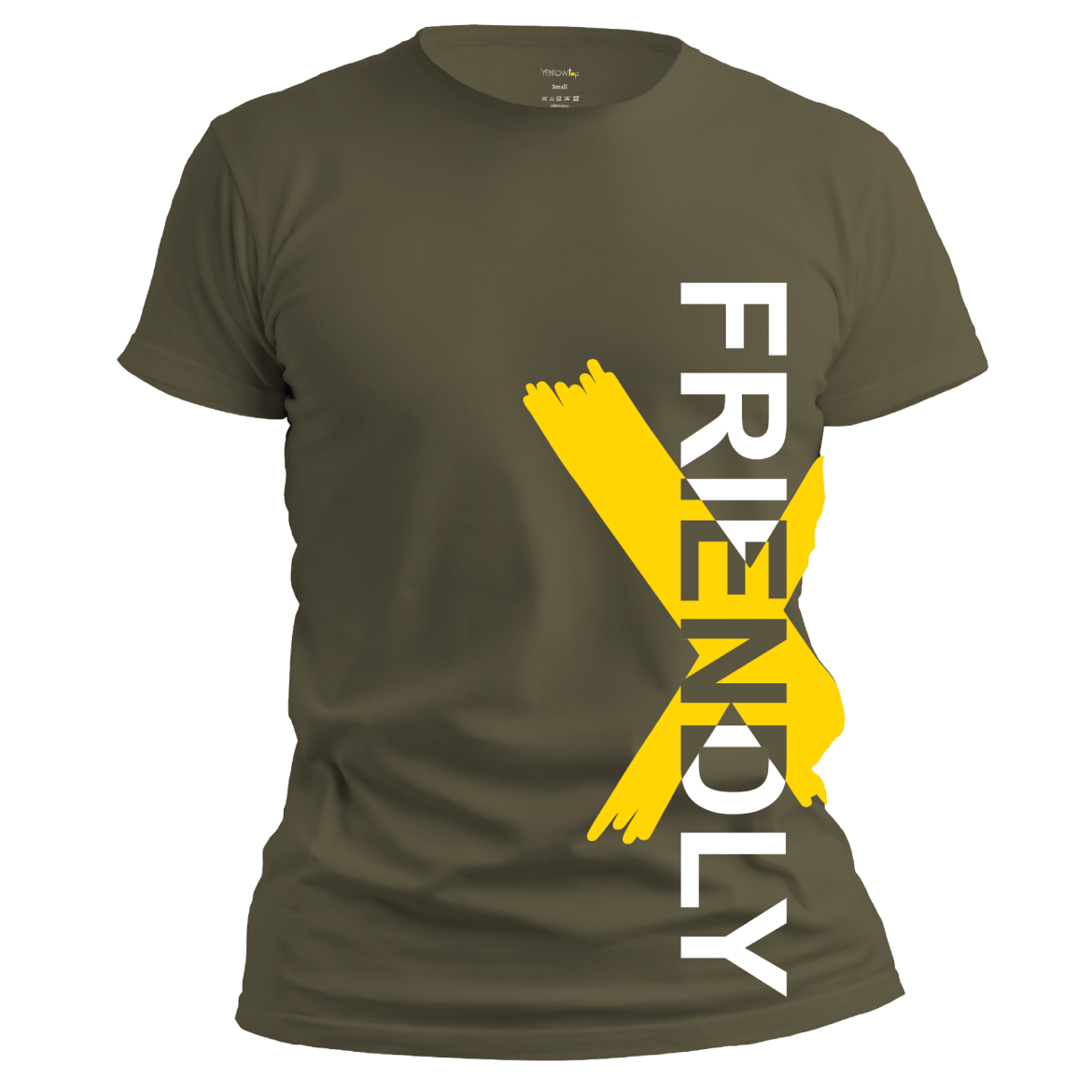 Εικόνα της T-shirt με τύπωμα "friendly" πράσινο