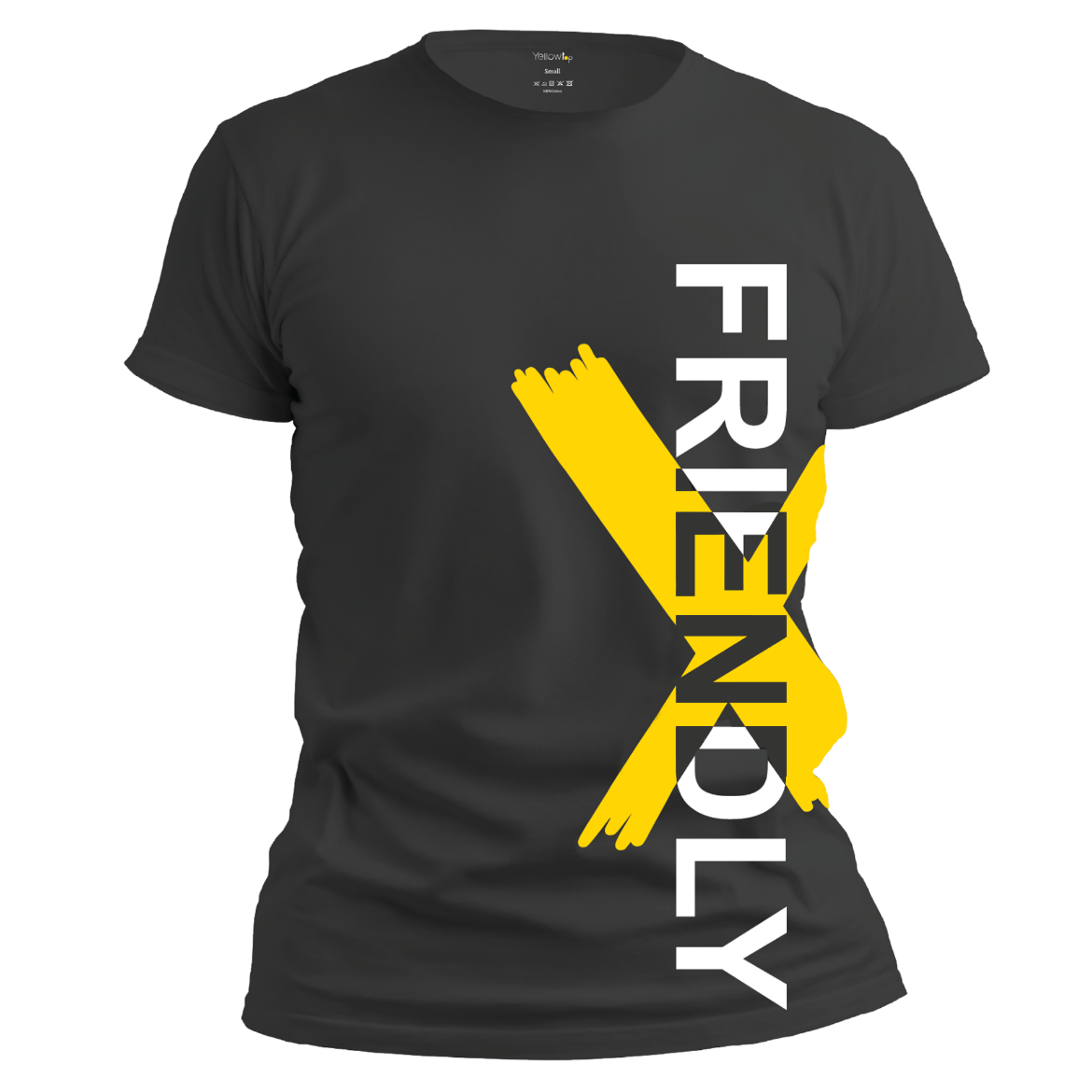 Εικόνα της T-shirt με τύπωμα "friendly" μαύρο