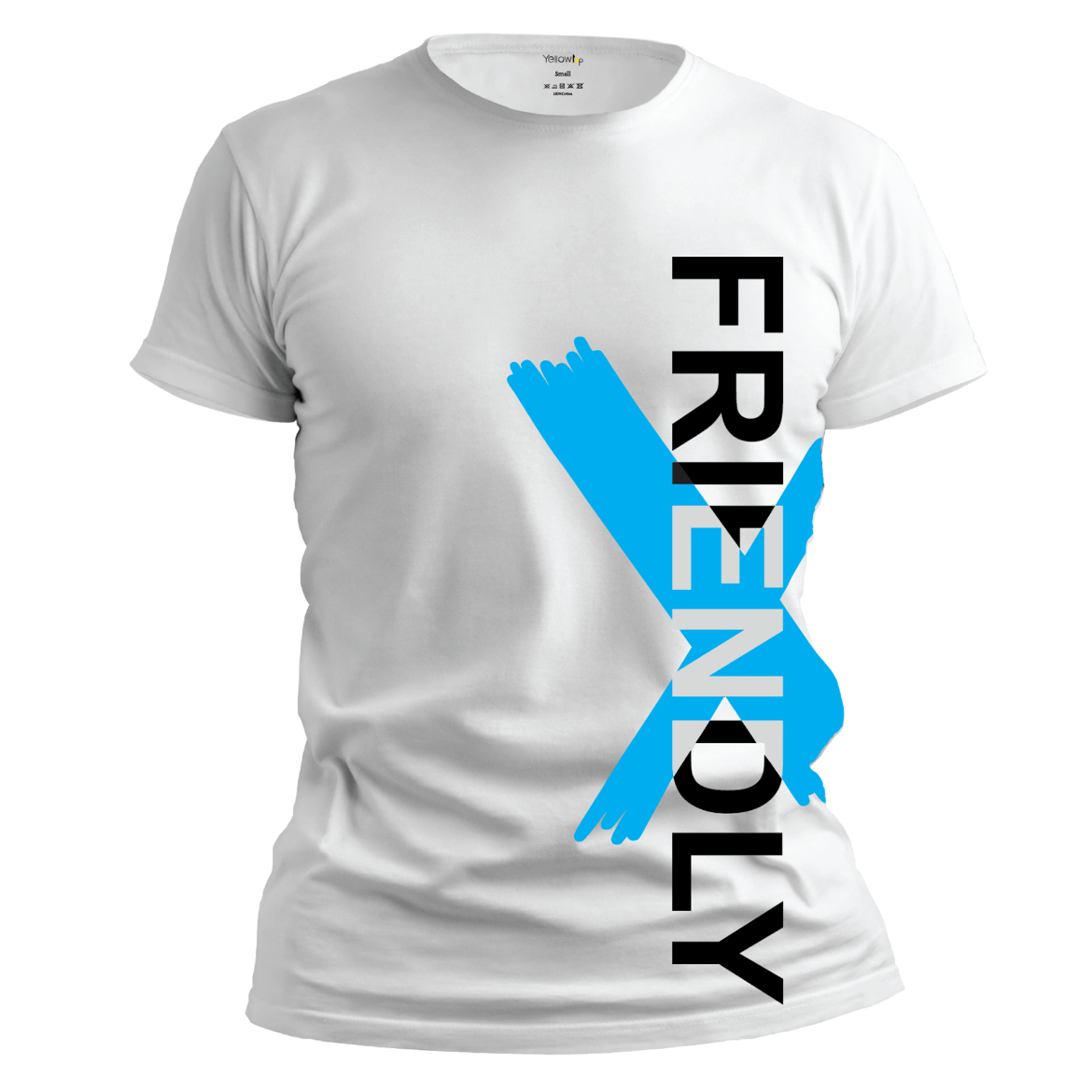 Εικόνα της T-shirt με τύπωμα "friendly" λευκό