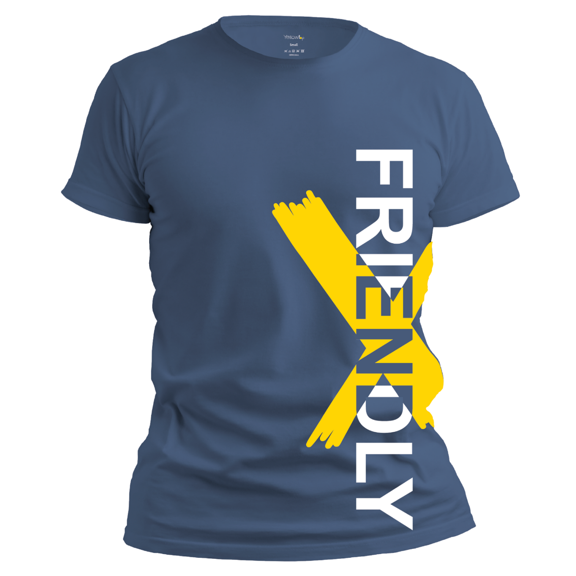 Εικόνα της T-shirt με τύπωμα "friendly" μπλε