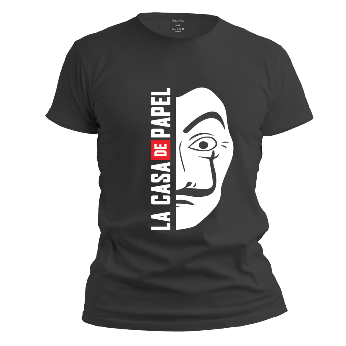 Εικόνα της T-shirt με τύπωμα "la casa de papel" μαύρο