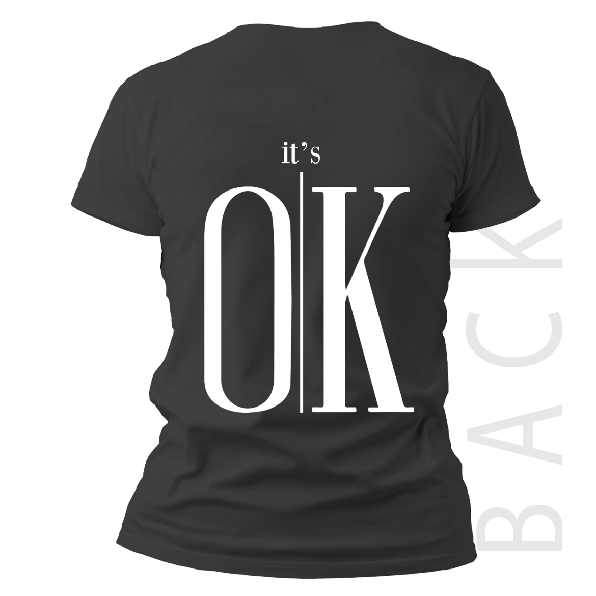 Εικόνα της T-shirt με τύπωμα "it's ok" μαύρο