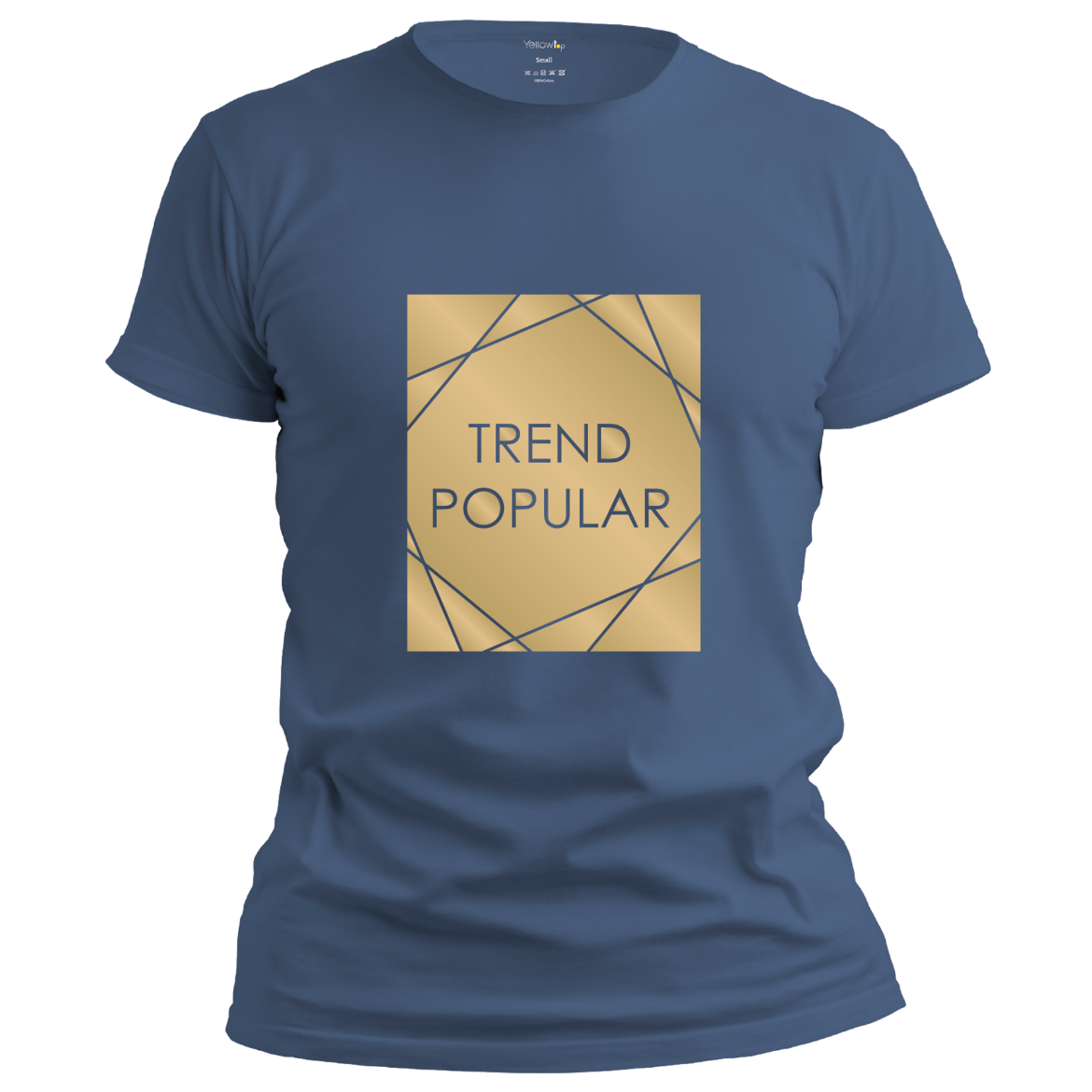 Εικόνα της T-shirt με χρύσο τύπωμα "trend popular" μπλε