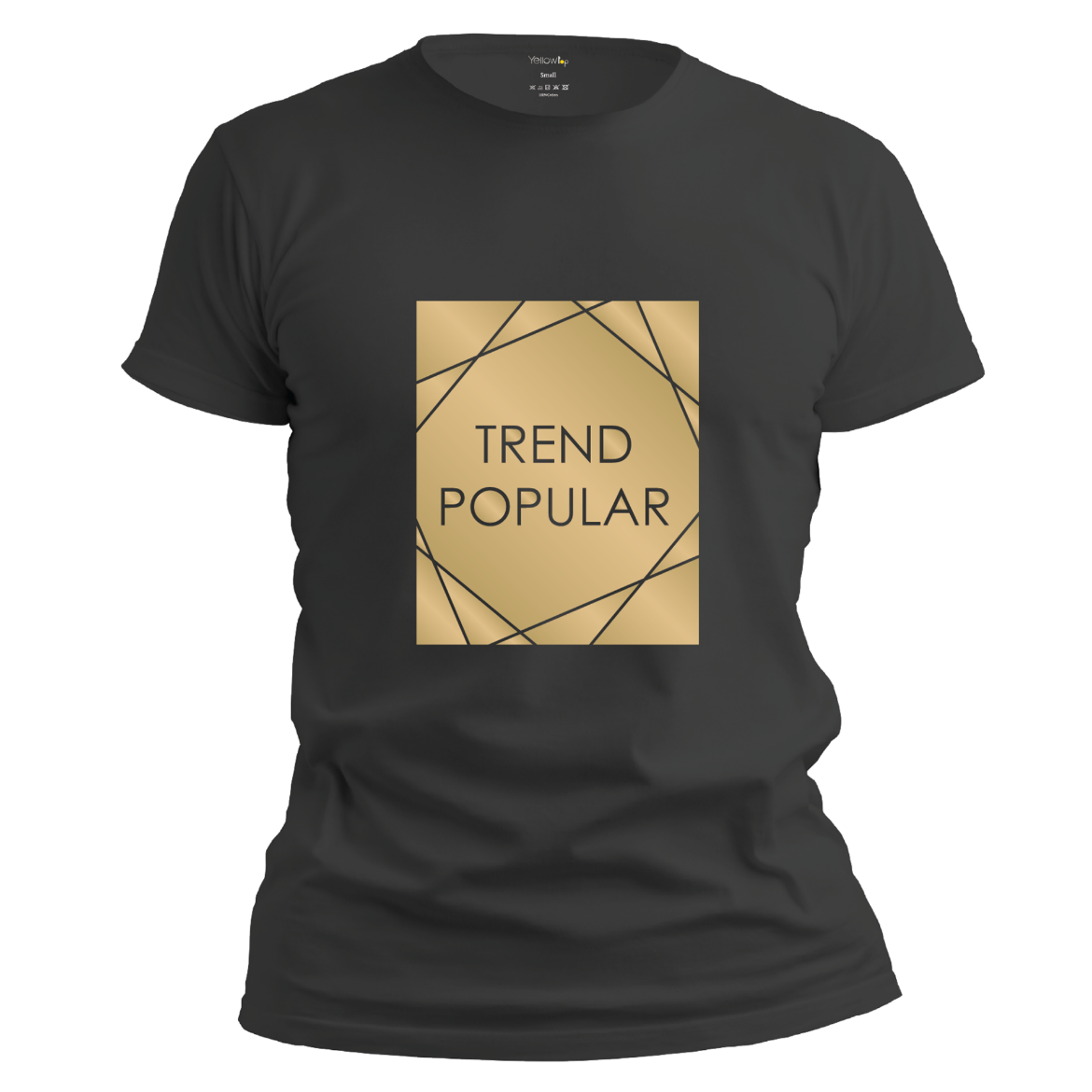 Εικόνα της T-shirt με χρύσο τύπωμα "trend popular" μαύρο