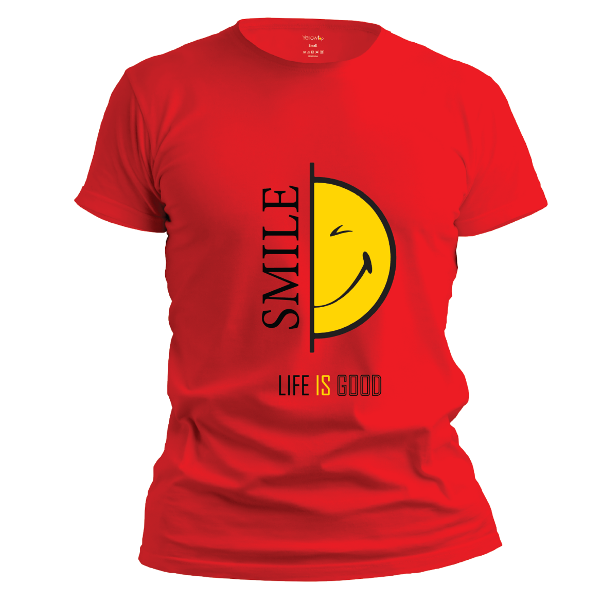 Εικόνα της T-shirt με τύπωμα "smile life is good" κόκκινο