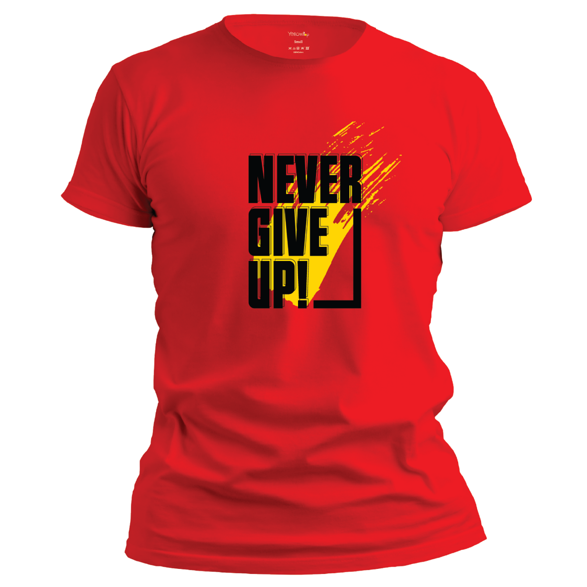 Εικόνα της T-shirt με τύπωμα "never give up" κόκκινο