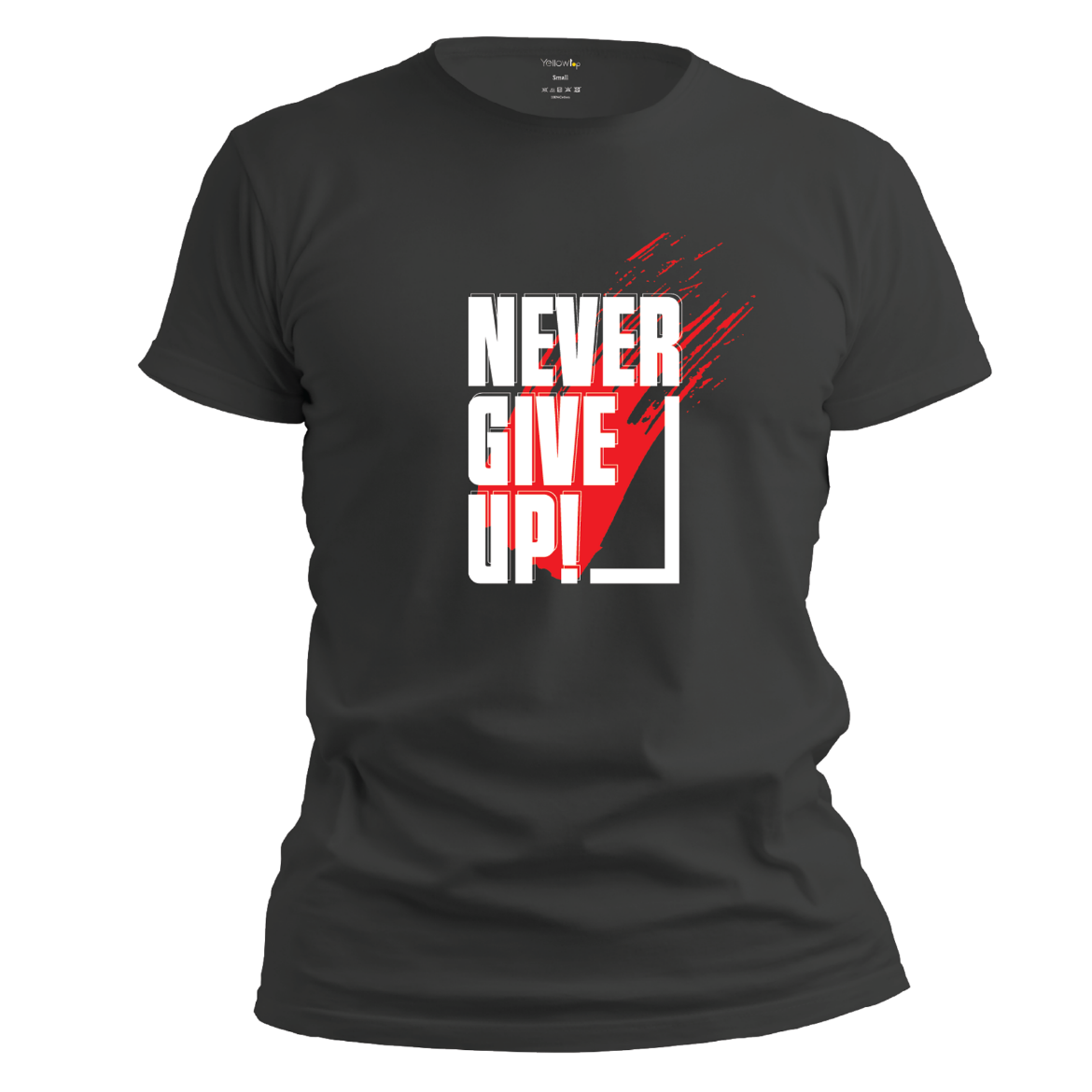 Εικόνα της T-shirt με τύπωμα "never give up" μαύρο