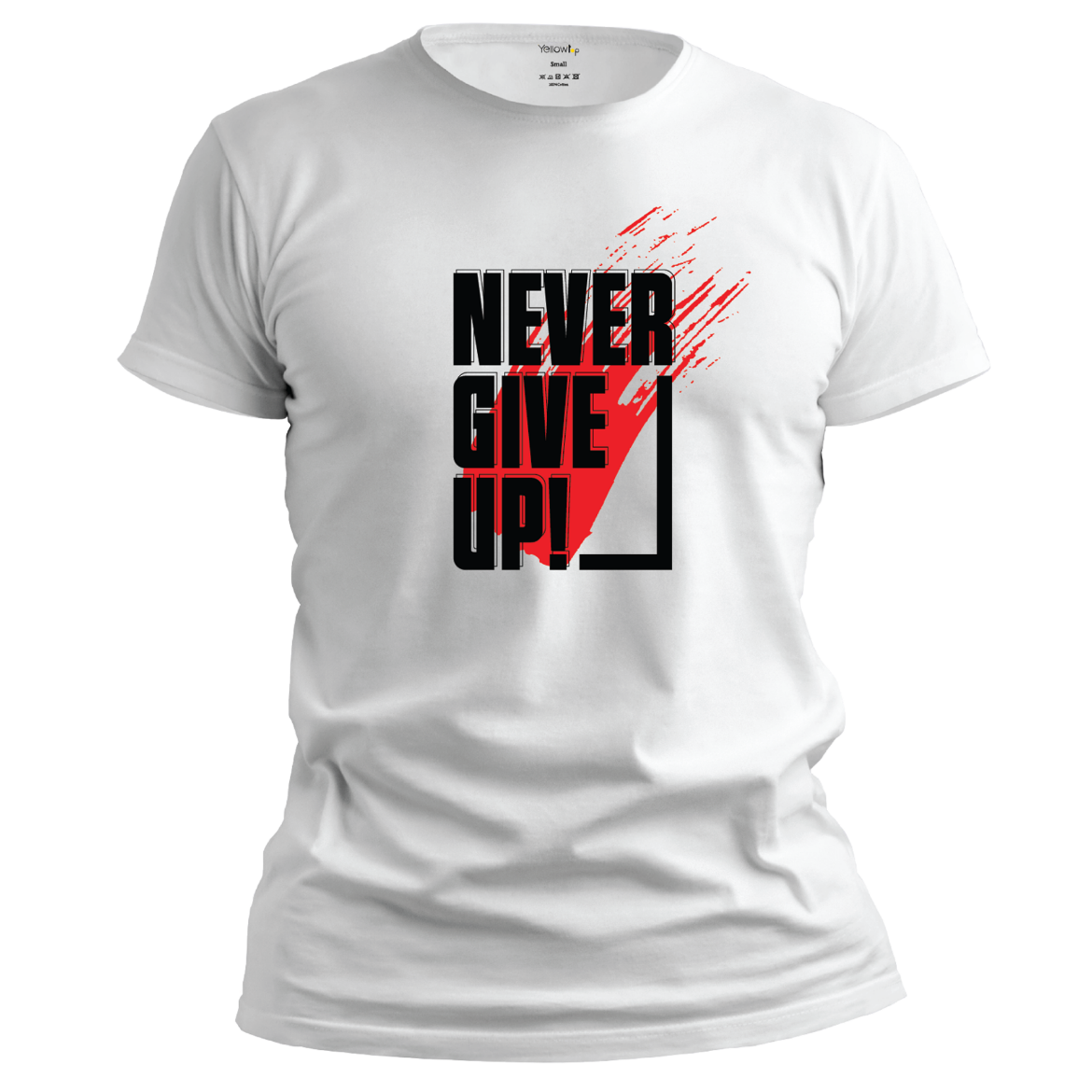 Εικόνα της T-shirt με τύπωμα "never give up" λευκό