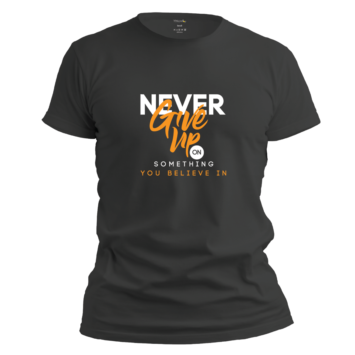 Εικόνα της T-shirt με τύπωμα "never give up" μαύρο