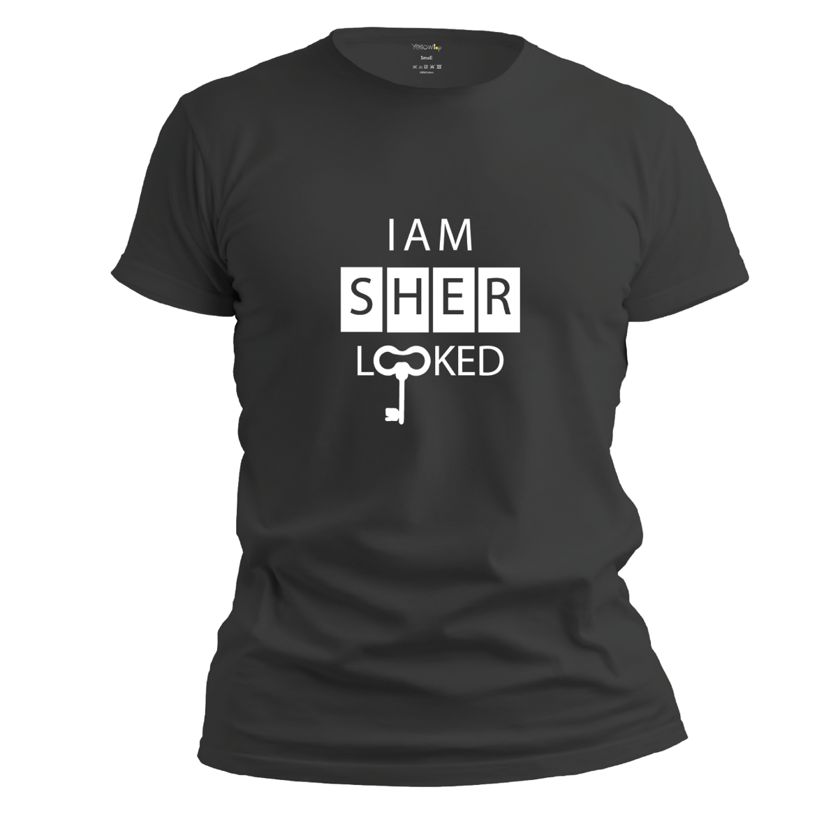 Εικόνα της T-shirt με τύπωμα "i'am sher look" μαύρο