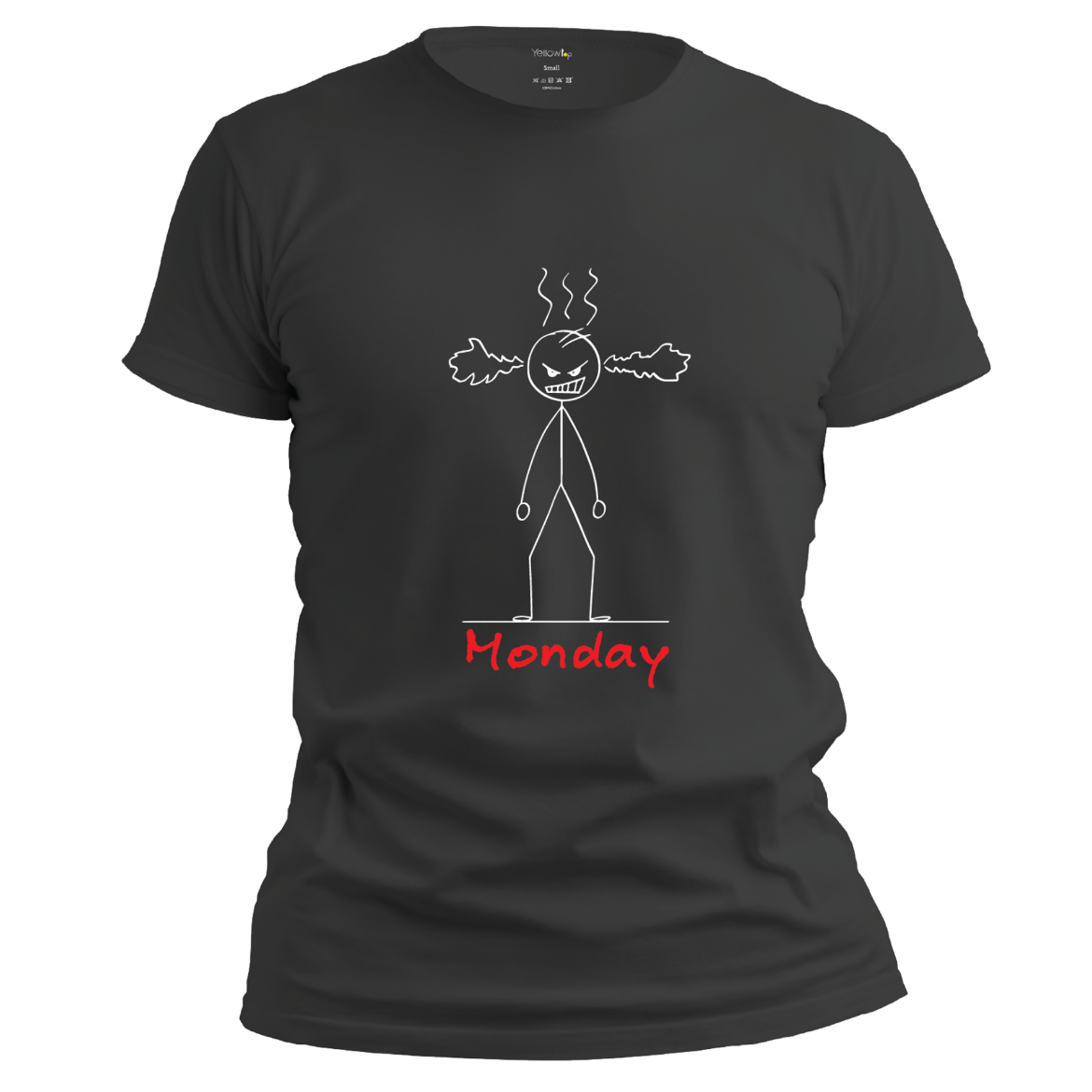 Εικόνα της T-shirt με τύπωμα "angry Monday" μαύρο