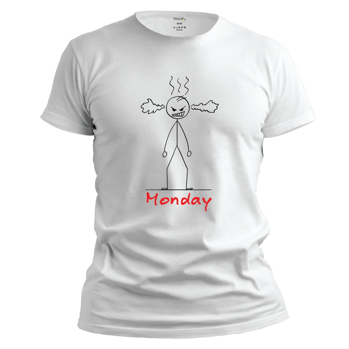 Εικόνα της T-shirt με τύπωμα "angry Monday" λευκό