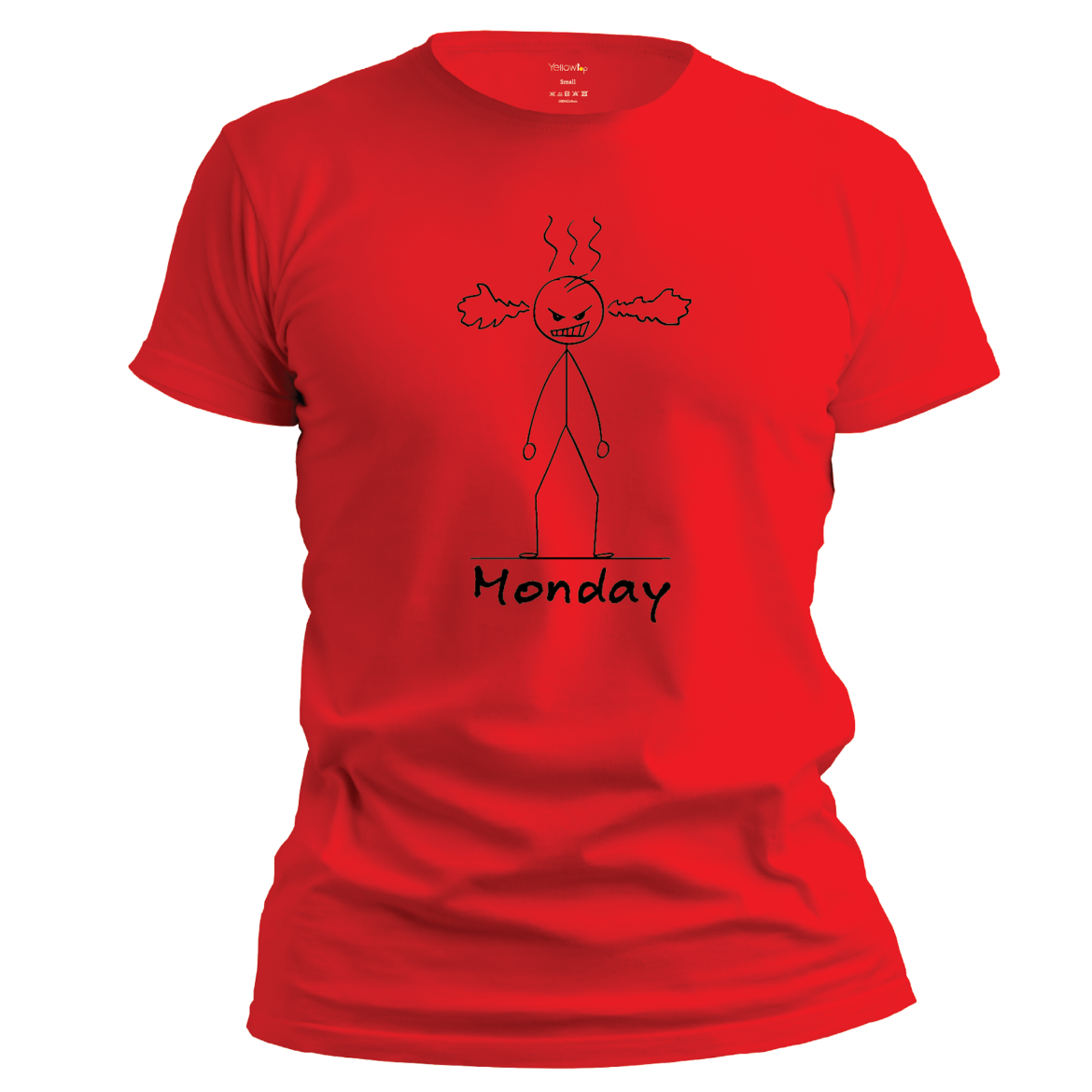 Εικόνα της T-shirt με τύπωμα "angry Monday" κόκκινο