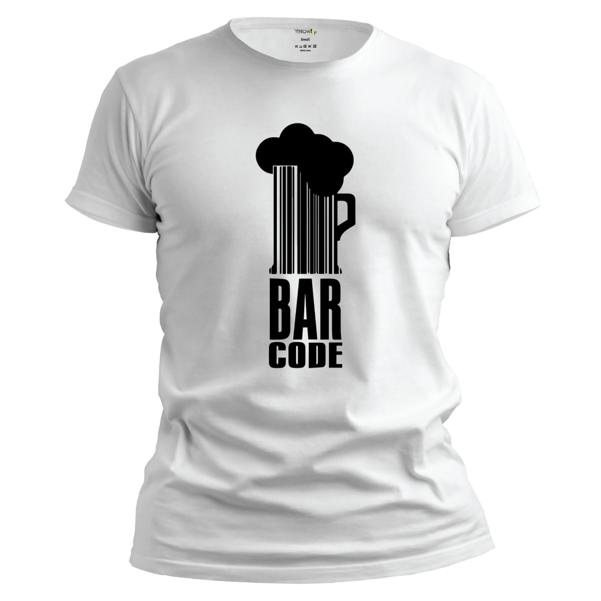 Εικόνα της T-shirt με τύπωμα "bar code" λευκό