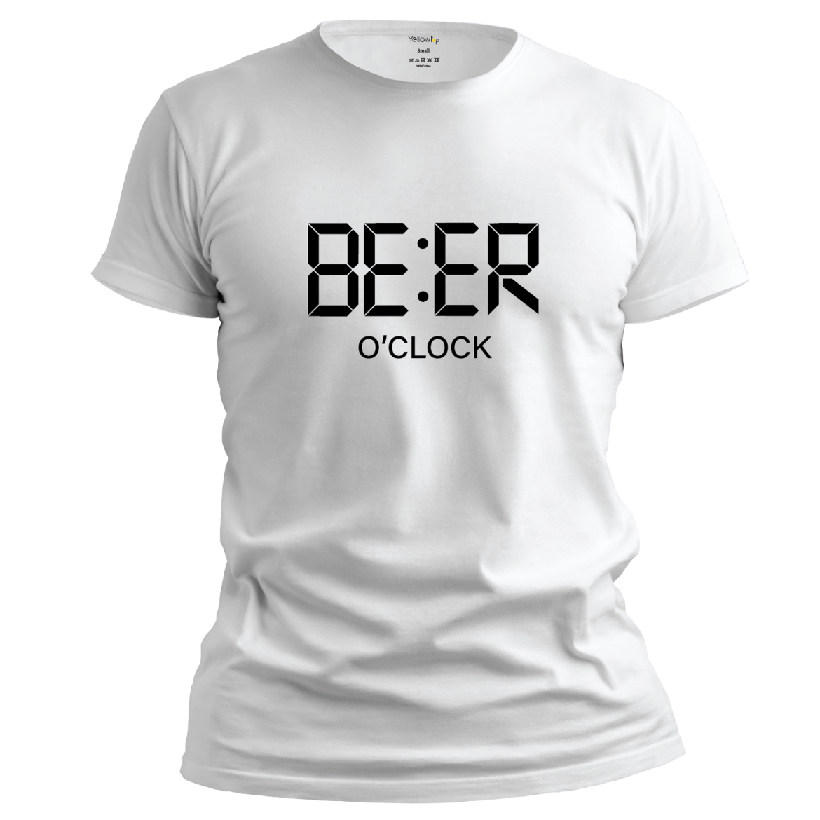 Εικόνα της T-shirt με τύπωμα "beer o'clock" λευκό