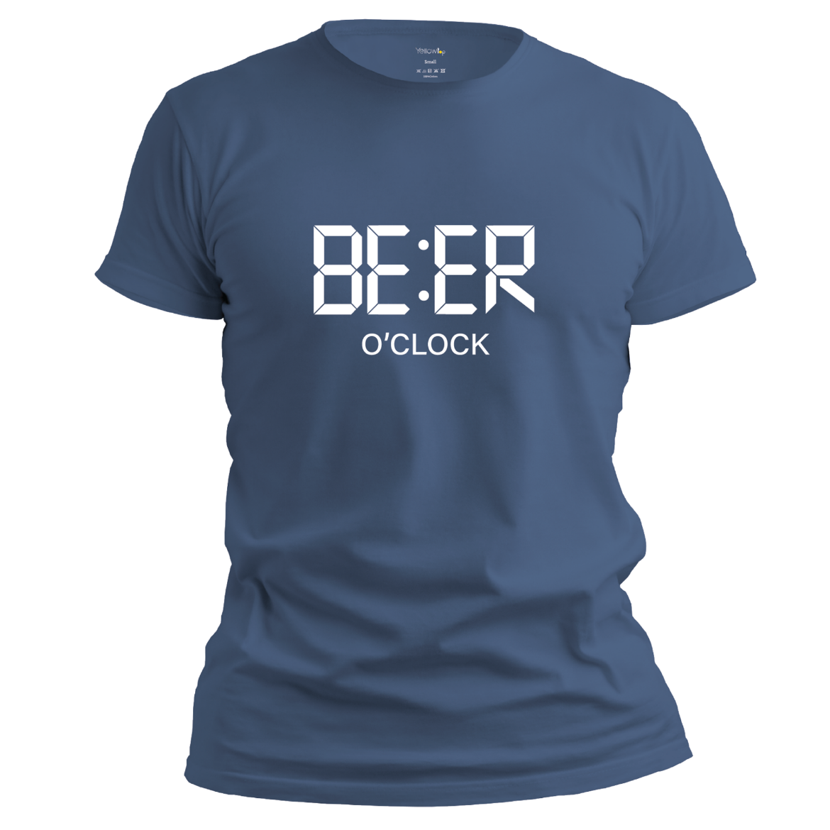 Εικόνα της T-shirt με τύπωμα "beer o'clock" μπλε