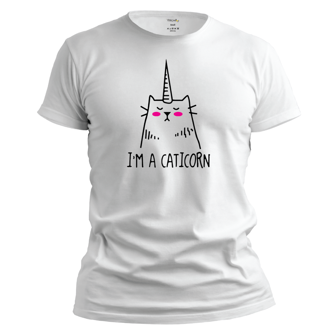 Εικόνα της T-shirt με τύπωμα "caticorn" λευκό