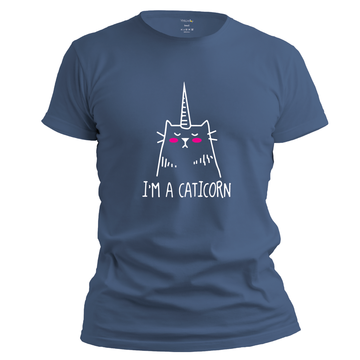 Εικόνα της T-shirt με τύπωμα "caticorn" μπλε