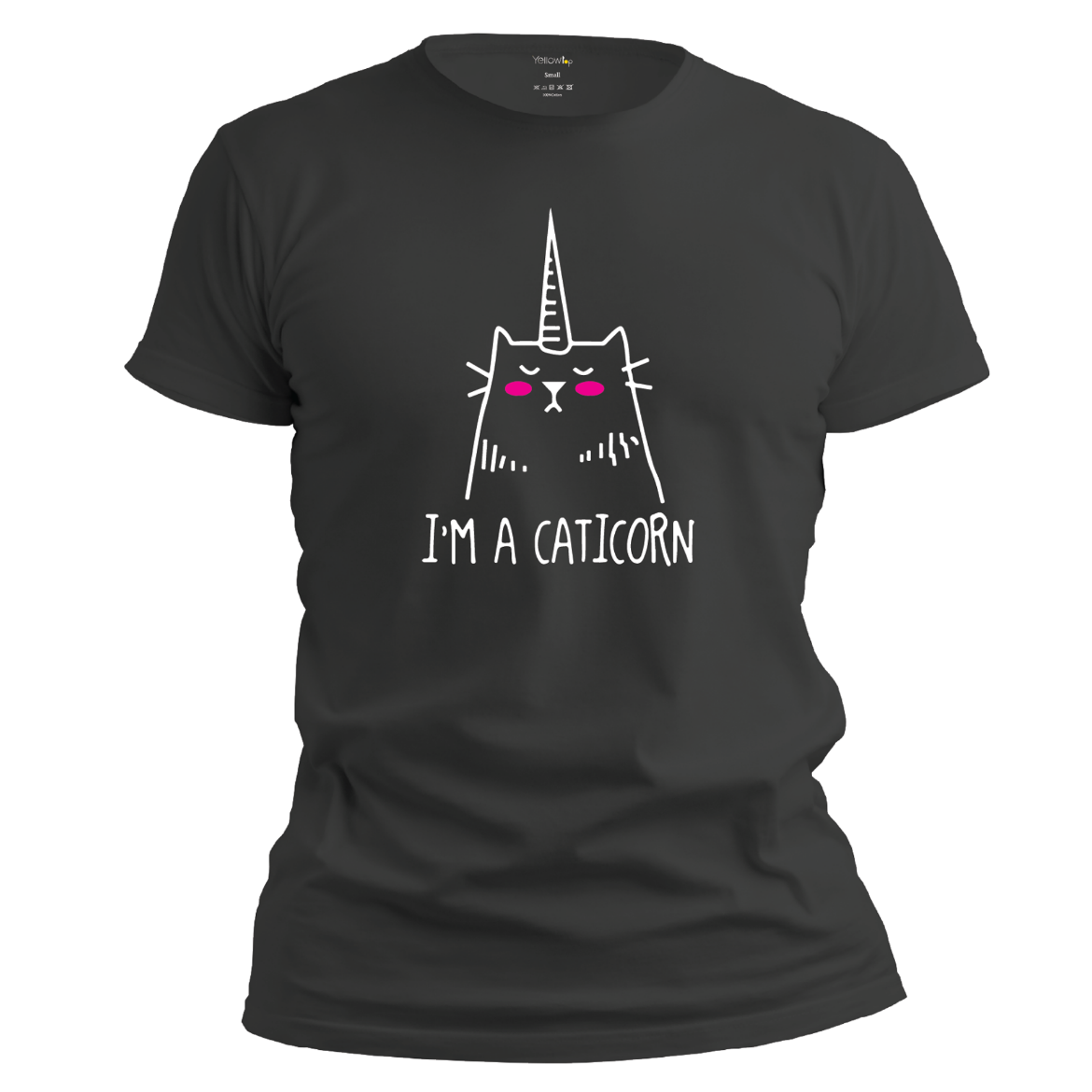 Εικόνα της T-shirt με τύπωμα "caticorn" μαύρο