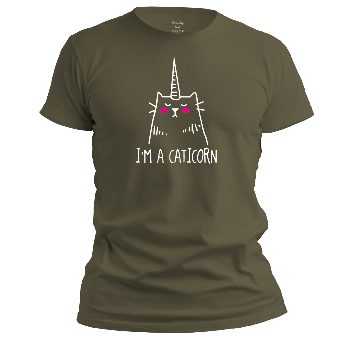 Εικόνα της T-shirt με τύπωμα "caticorn" πράσινο