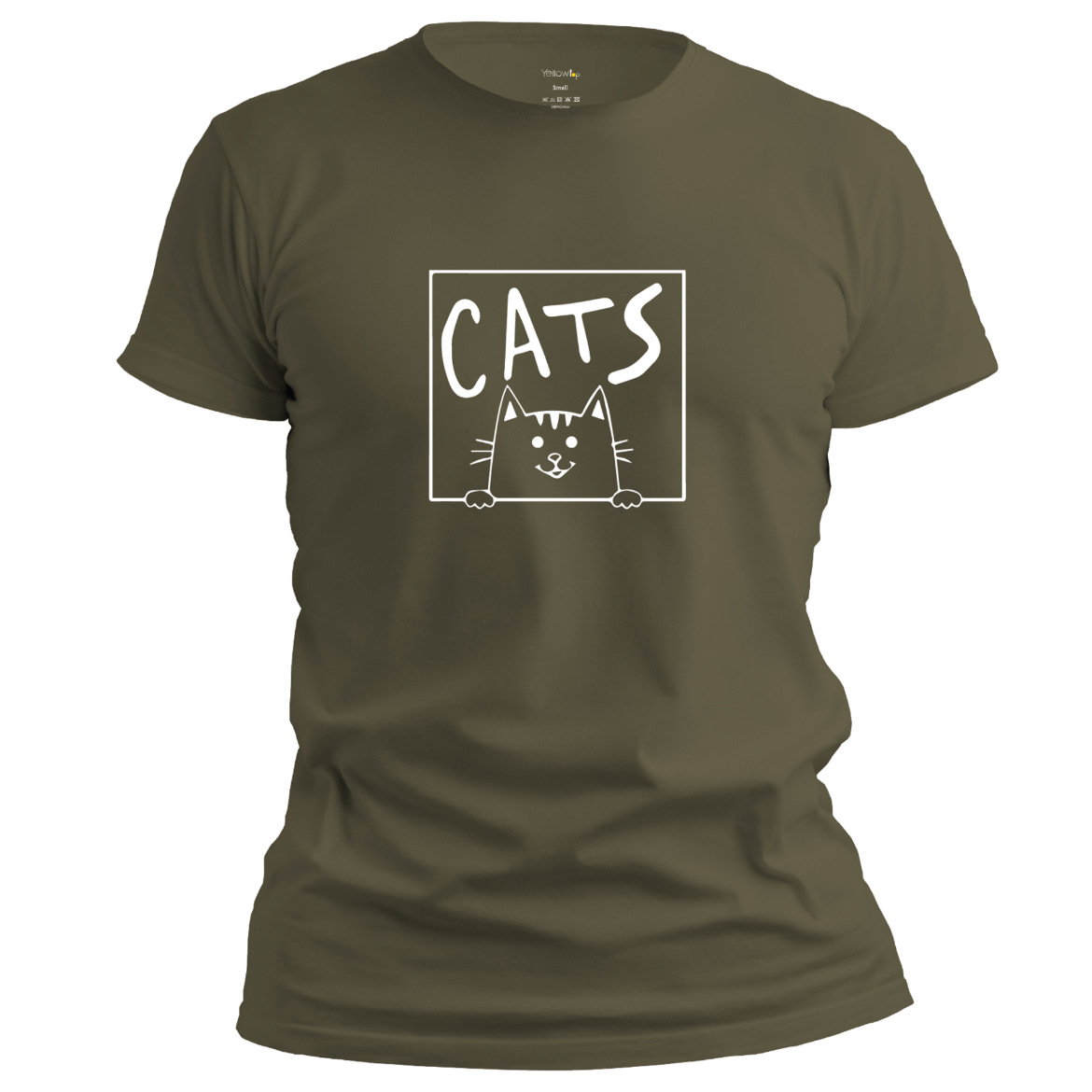 Εικόνα της T-shirt με τύπωμα "cats" πράσινο