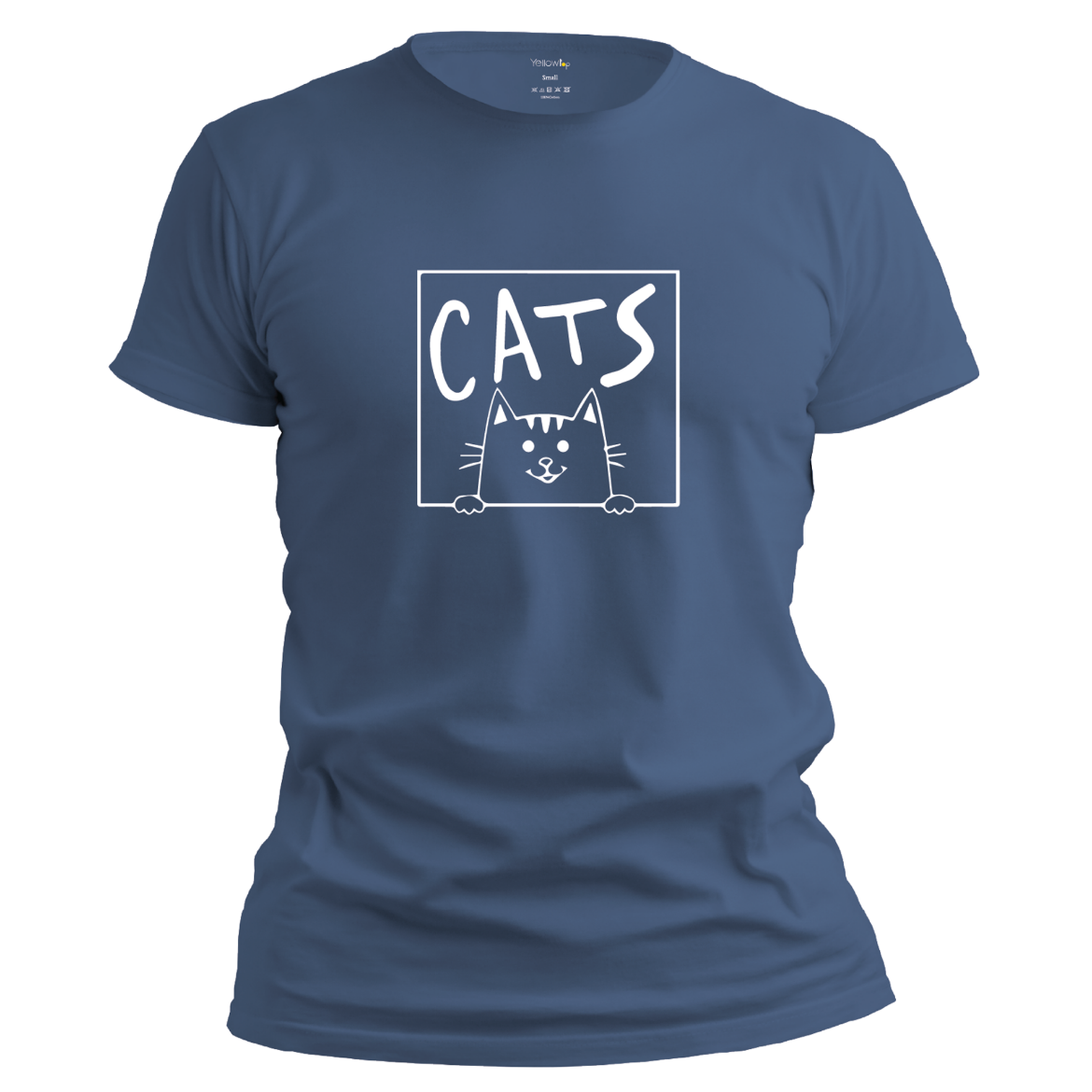 Εικόνα της T-shirt με τύπωμα "cats" μπλε