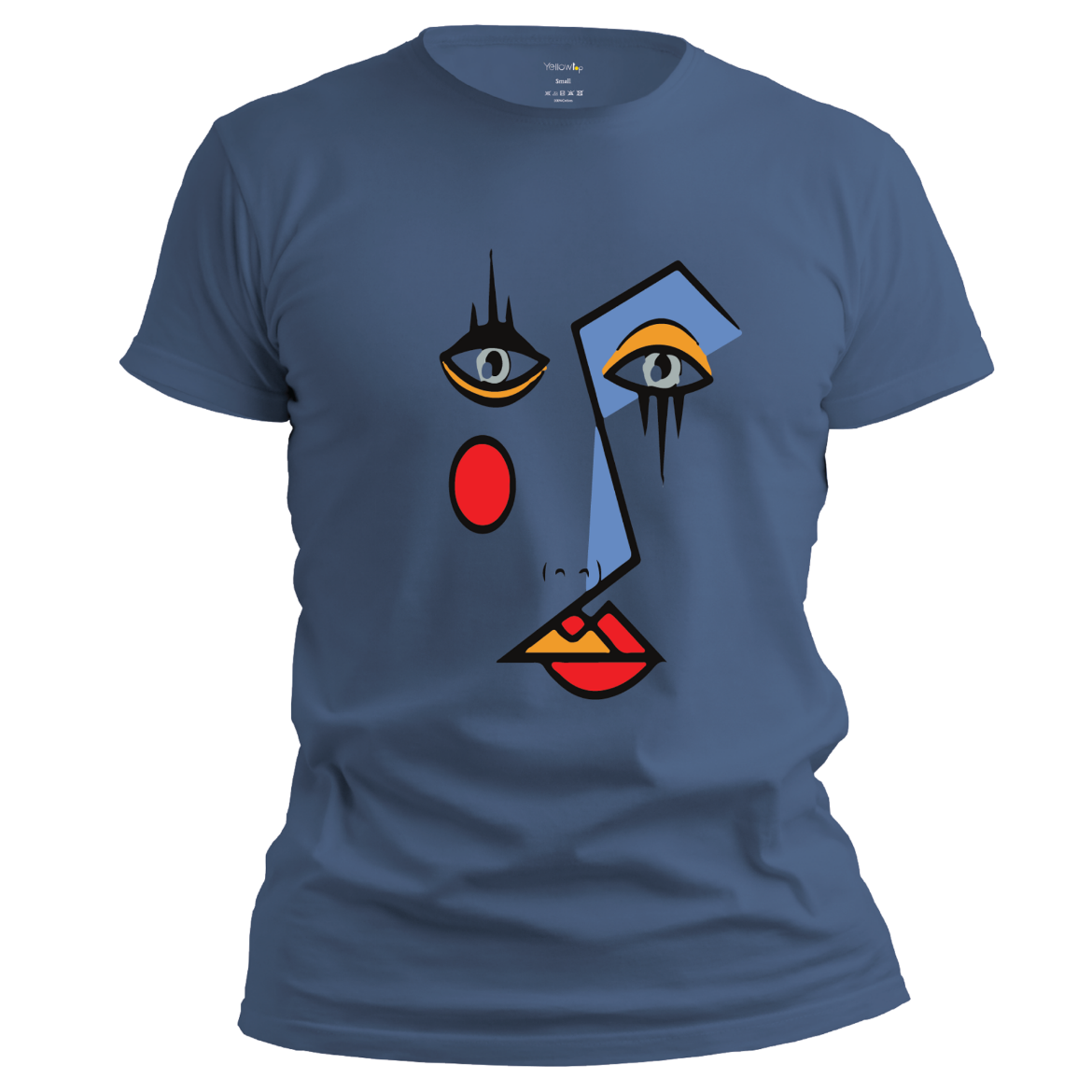 Εικόνα της T-shirt με τύπωμα "art face" μπλε