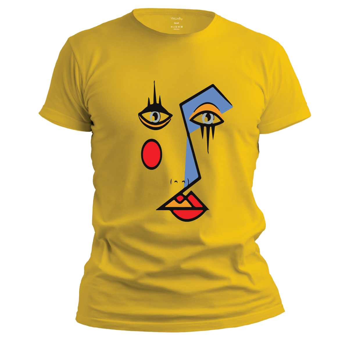 Εικόνα της T-shirt με τύπωμα "art face" κίτρινο