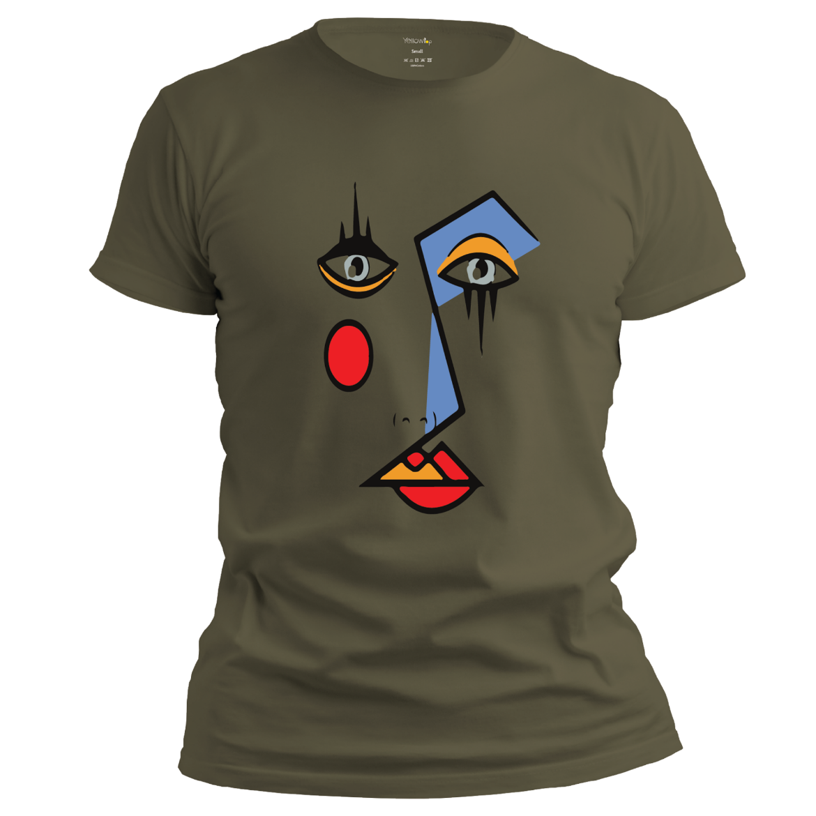 Εικόνα της T-shirt με τύπωμα "art face" πράσινο