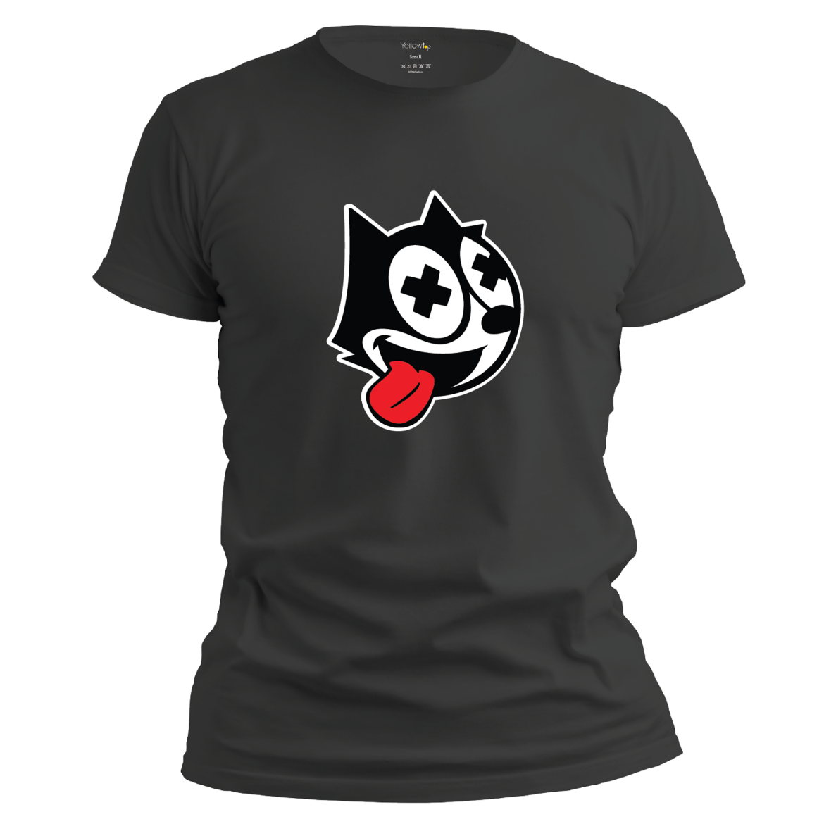 Εικόνα της T-shirt με τύπωμα "felix the cat" μαύρο