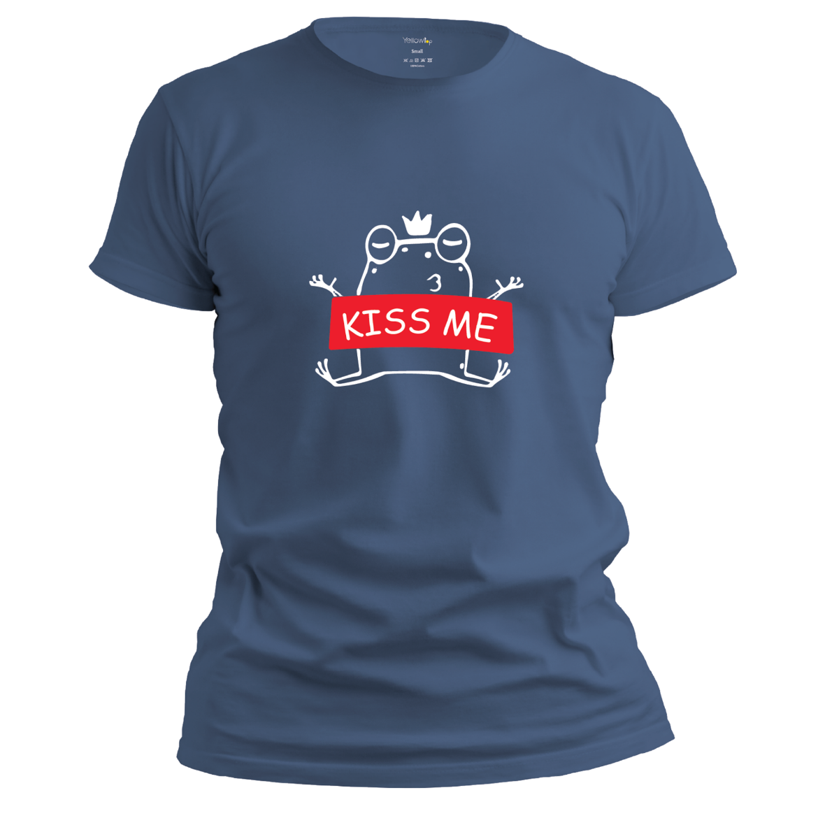 Εικόνα της T-shirt με τύπωμα "kiss me" μπλε