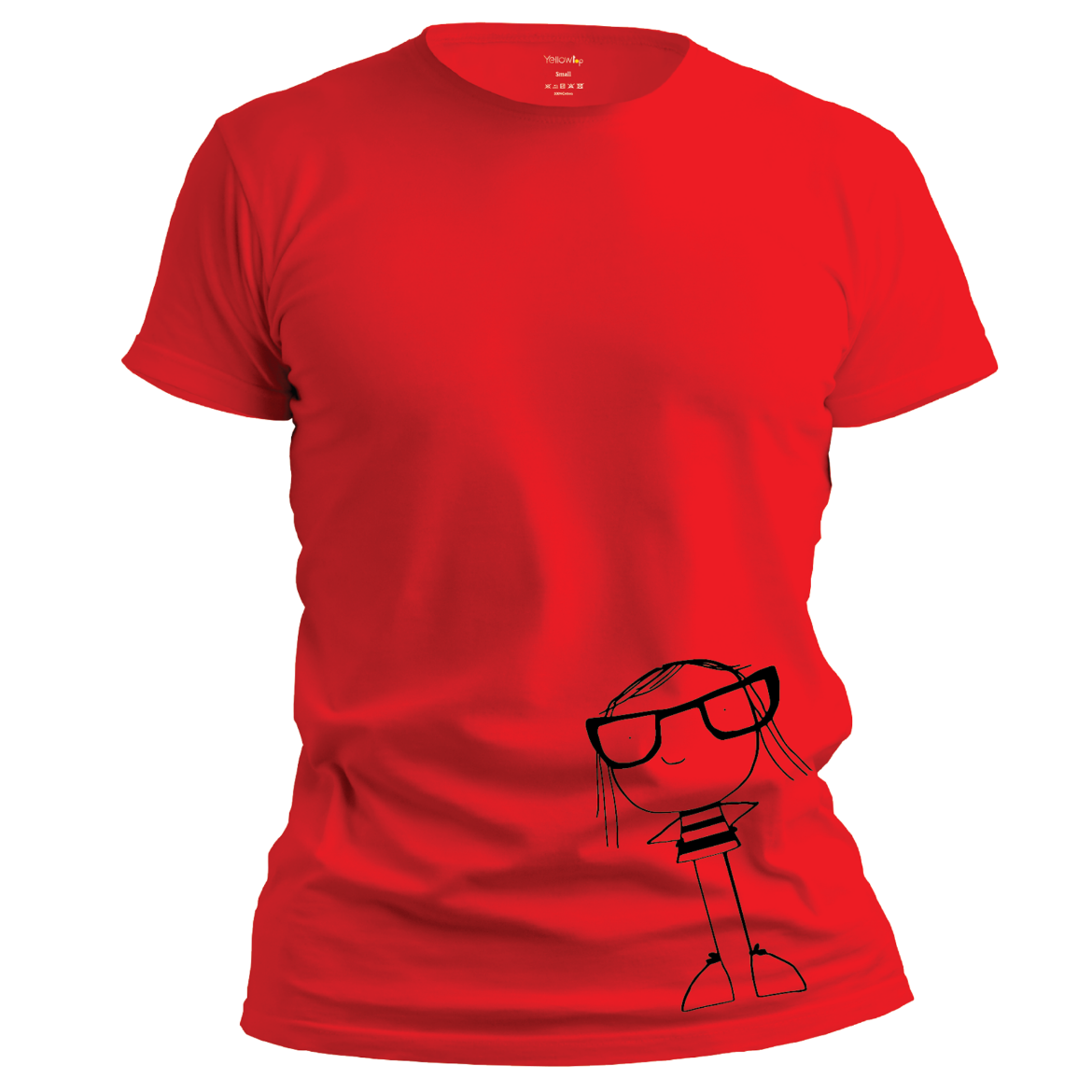 Εικόνα της T-shirt με τύπωμα "nerdy girl" κόκκινο