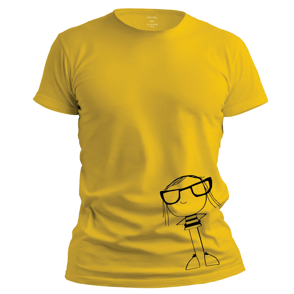 Εικόνα της T-shirt με τύπωμα "nerdy girl" κίτρινο