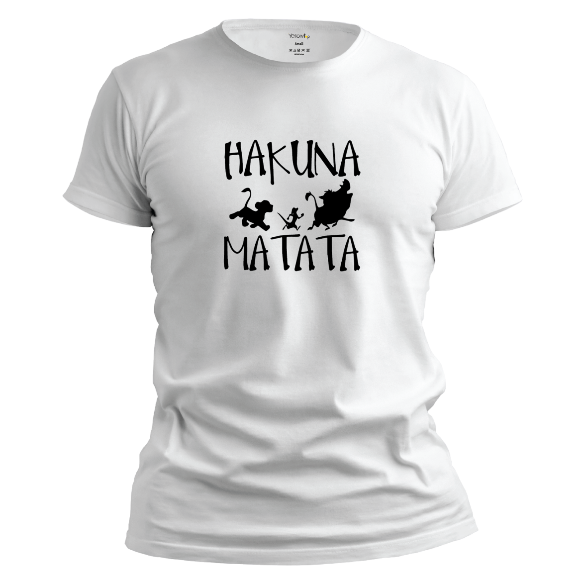 Εικόνα της T-shirt με τύπωμα "hakuna matata" λευκό