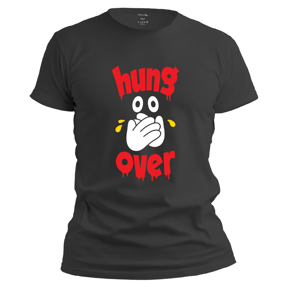 Εικόνα της T-shirt με τύπωμα "Hung over" μαύρο