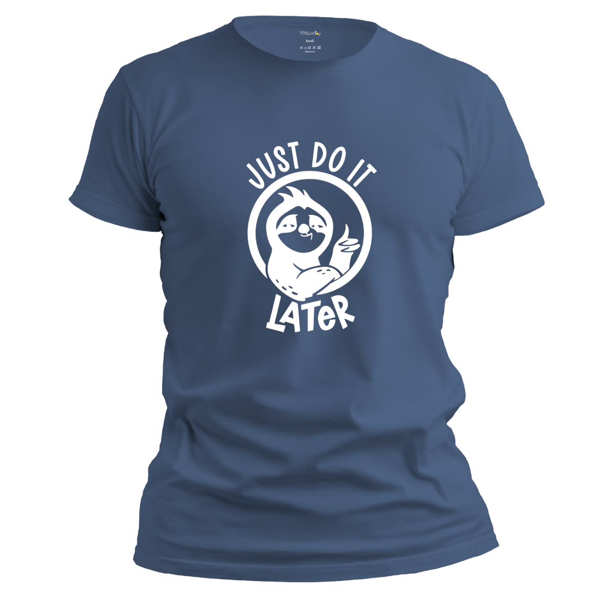 Εικόνα της T-shirt με τύπωμα "Just do it later" μπλε