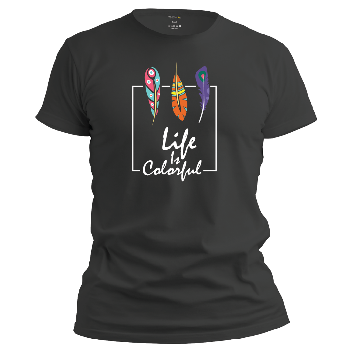 Εικόνα της T-shirt με τύπωμα "Life Is colorful" μαύρο