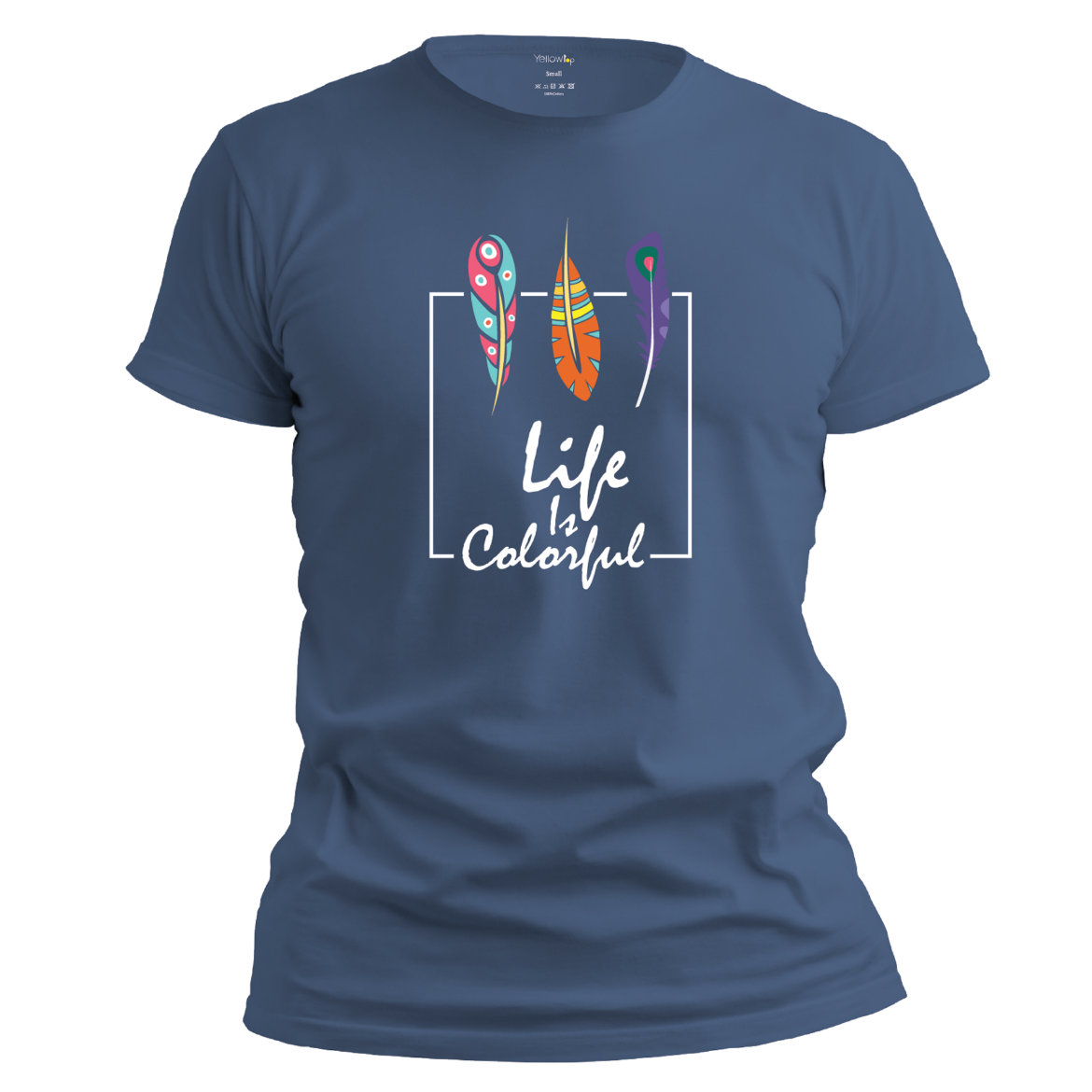 Εικόνα της T-shirt με τύπωμα "Life Is colorful" μπλε