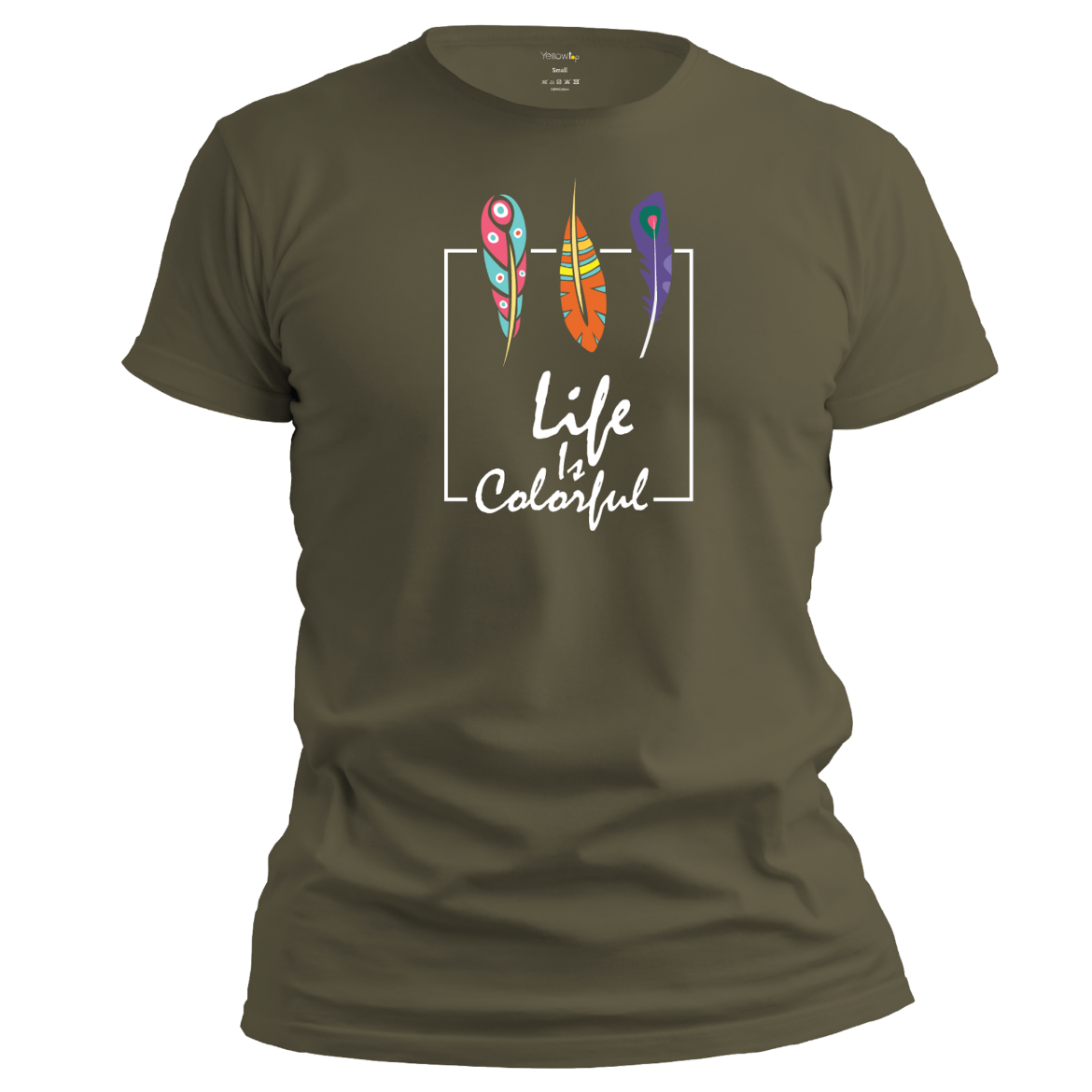 Εικόνα της T-shirt με τύπωμα "Life Is colorful" πράσινο