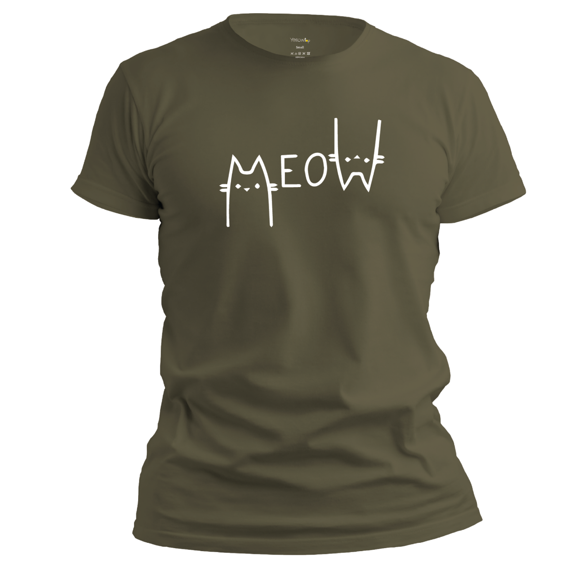 Εικόνα της T-shirt με τύπωμα "Meow" πράσινο