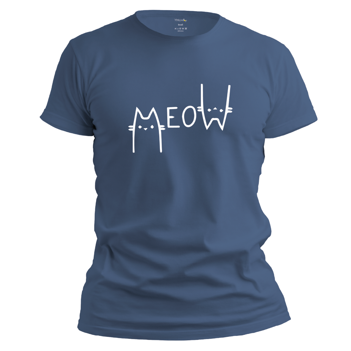 Εικόνα της T-shirt με τύπωμα "Meow" μπλε