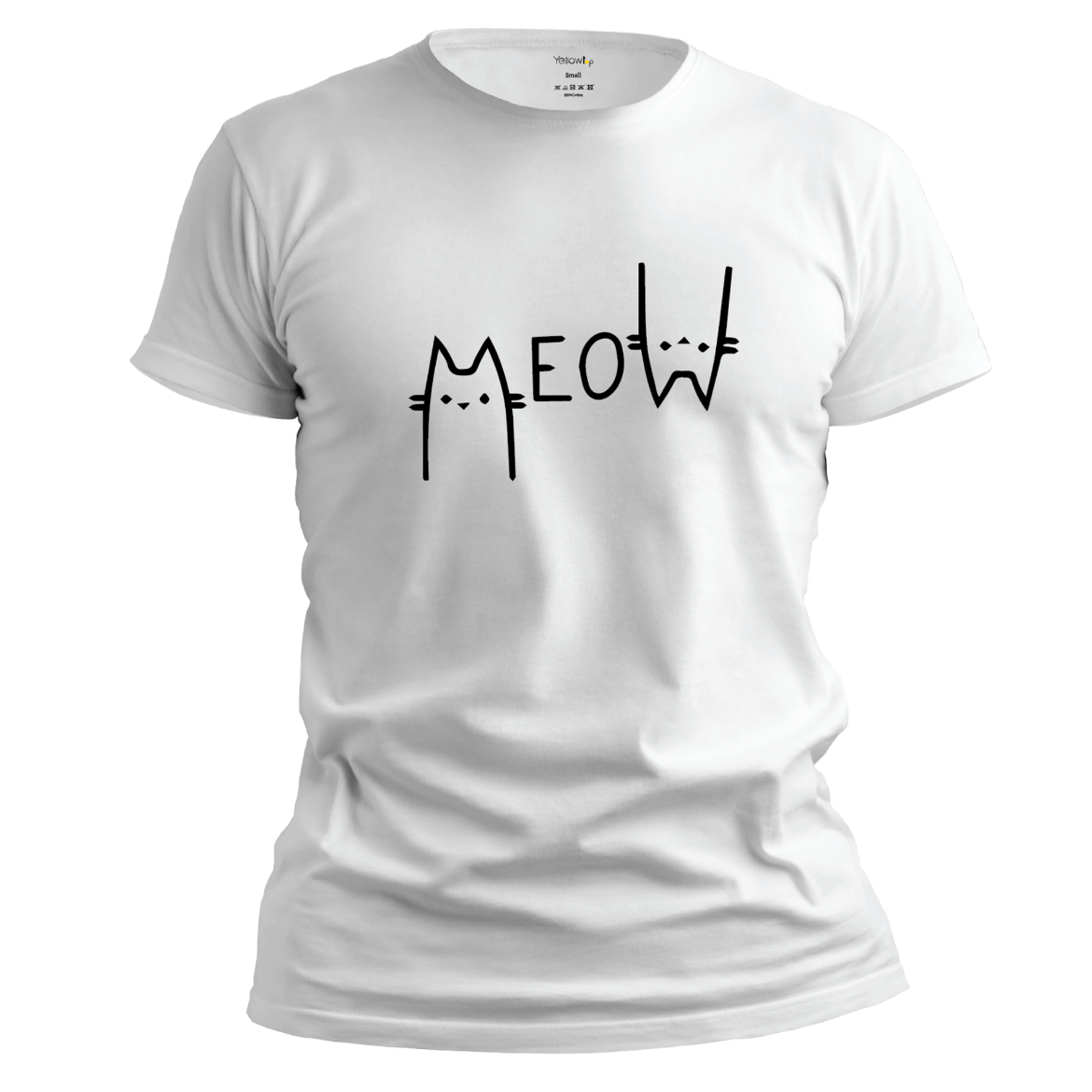 Εικόνα της T-shirt με τύπωμα "Meow" λευκό